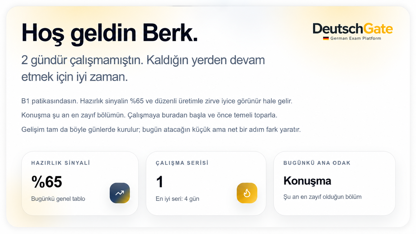 DeutschGate kişiselleştirilmiş hoş geldin ekranı